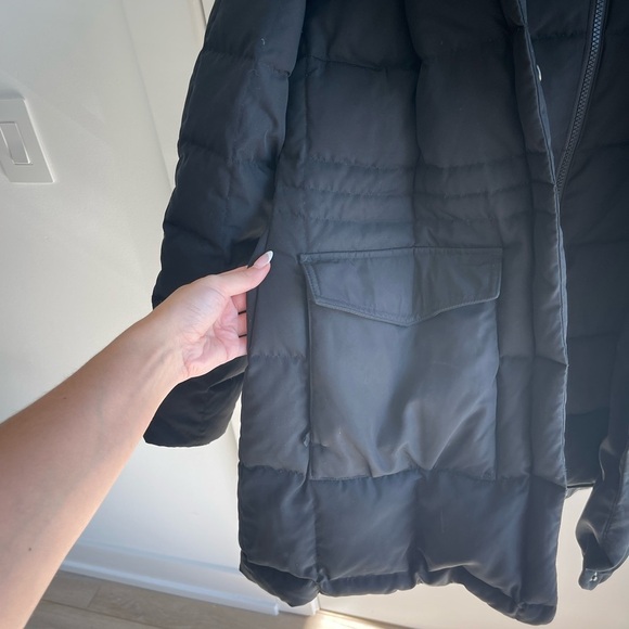 Eddie Bauer Black Quilted Puffer Parka Jacket With Fur Trim - Picture 3 of 8